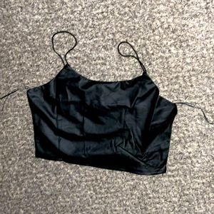 Kiki pleather cropped top